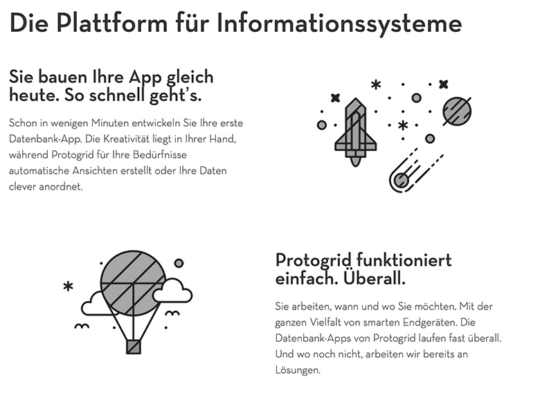 Landingpage von Protogrid